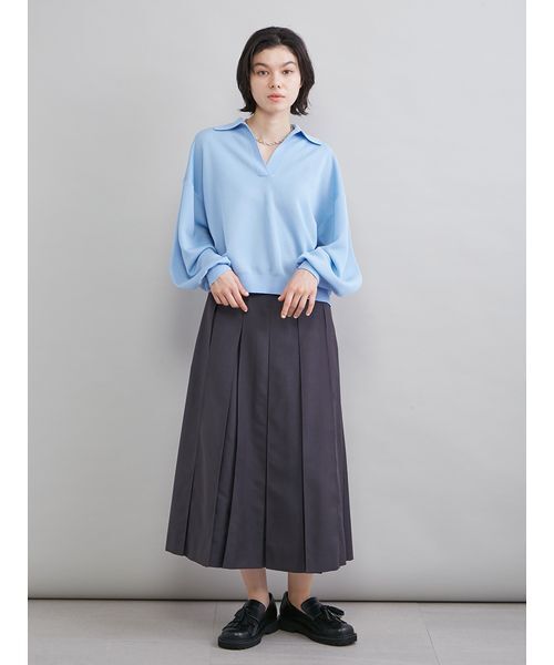 Mila Owen（ミラオーウェン）の「プリーツタックスカート（スカート・レディース・チャコールグレー/キャメル/チェック・1/0）」の10枚目の写真