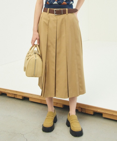 Mila Owen（ミラオーウェン）の「プリーツタックスカート（スカート・レディース・チャコールグレー/キャメル/チェック・1/0）」の2枚目の写真