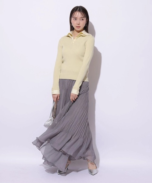 Mystrada（マイストラーダ）の「シャツドッキングニット（ニット/セーター・レディース・ライトイエロー/ピンク/ネイビー・38）」の8枚目の写真