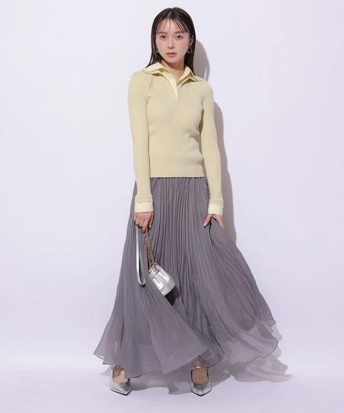 Mystrada（マイストラーダ）の「シャツドッキングニット（ニット/セーター・レディース・ライトイエロー/ピンク/ネイビー・38）」の9枚目の写真