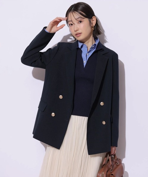 Mystrada（マイストラーダ）の「シャツドッキングニット（ニット/セーター・レディース・ライトイエロー/ピンク/ネイビー・38）」の13枚目の写真