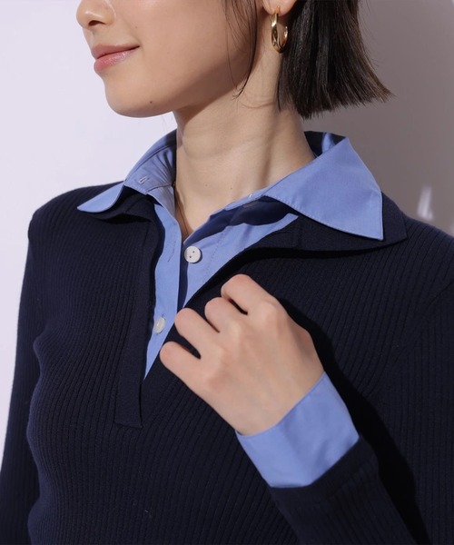 Mystrada（マイストラーダ）の「シャツドッキングニット（ニット/セーター・レディース・ライトイエロー/ピンク/ネイビー・38）」の17枚目の写真