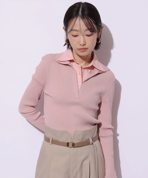 Mystrada（マイストラーダ）の「シャツドッキングニット（ニット/セーター・レディース・ライトイエロー/ピンク/ネイビー・38）」の18枚目の写真