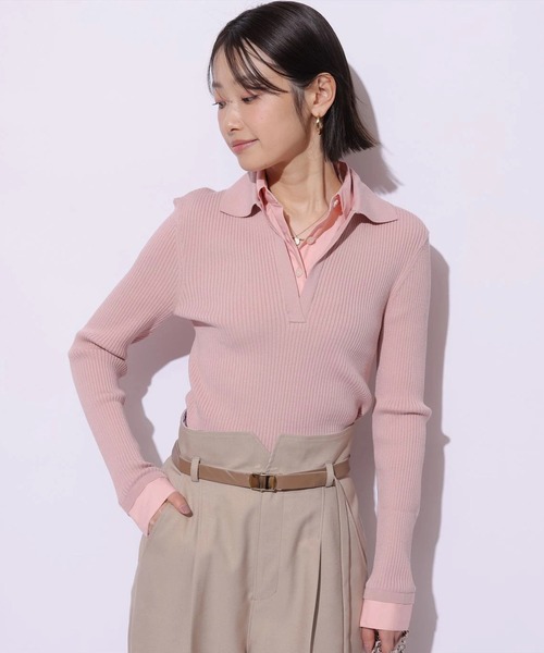 Mystrada（マイストラーダ）の「シャツドッキングニット（ニット/セーター・レディース・ライトイエロー/ピンク/ネイビー・38）」の19枚目の写真