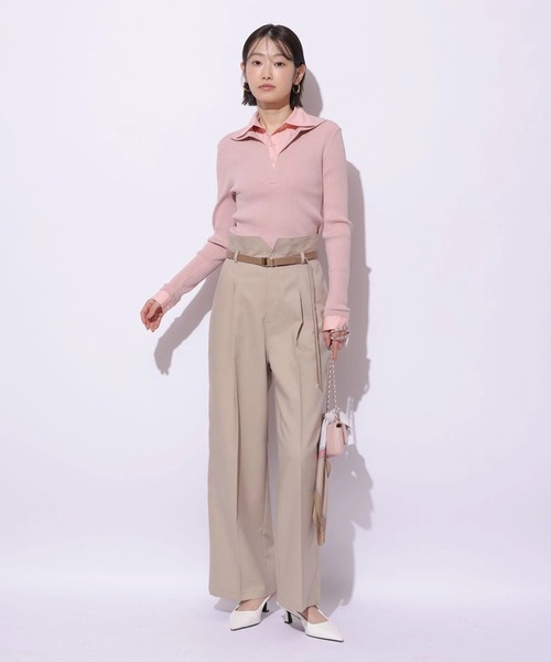 Mystrada（マイストラーダ）の「シャツドッキングニット（ニット/セーター・レディース・ライトイエロー/ピンク/ネイビー・38）」の22枚目の写真