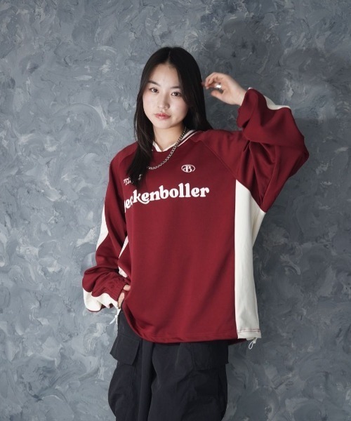 NOIZY（ノイジー）の「Pullover Game Long Shirt / プルオーバー ジャージ素材 ゲームシャツ（Tシャツ/カットソー・メンズ・ワインレッド・MEDIUM/LARGE）」の7枚目の写真
