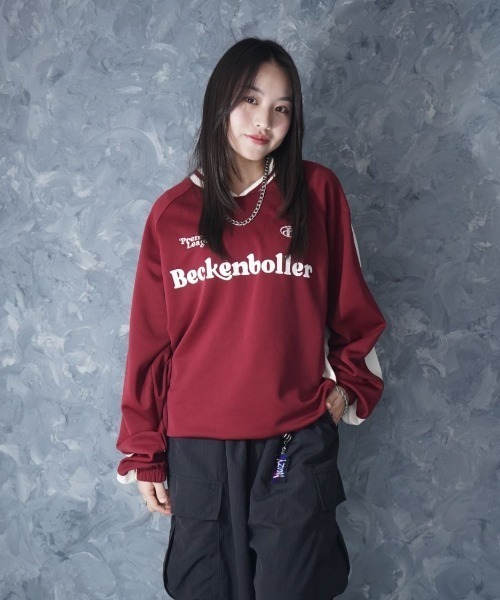 NOIZY（ノイジー）の「Pullover Game Long Shirt / プルオーバー ジャージ素材 ゲームシャツ（Tシャツ/カットソー・メンズ・ワインレッド・MEDIUM/LARGE）」の10枚目の写真