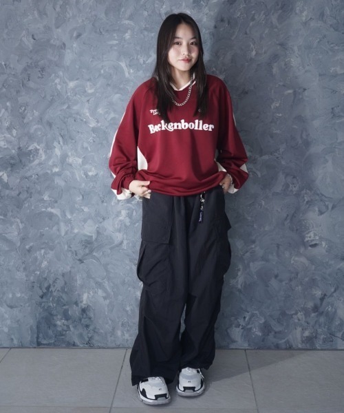 NOIZY（ノイジー）の「Pullover Game Long Shirt / プルオーバー ジャージ素材 ゲームシャツ（Tシャツ/カットソー・メンズ・ワインレッド・MEDIUM/LARGE）」の11枚目の写真