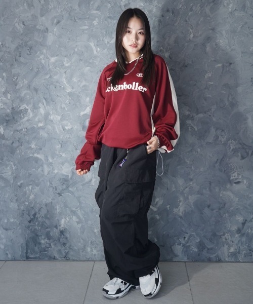 NOIZY（ノイジー）の「Pullover Game Long Shirt / プルオーバー ジャージ素材 ゲームシャツ（Tシャツ/カットソー・メンズ・ワインレッド・MEDIUM/LARGE）」の14枚目の写真