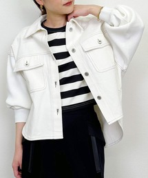 PICCIN（ピッチン）の「ニット切り替えデニムジャケット（デニムジャケット）」