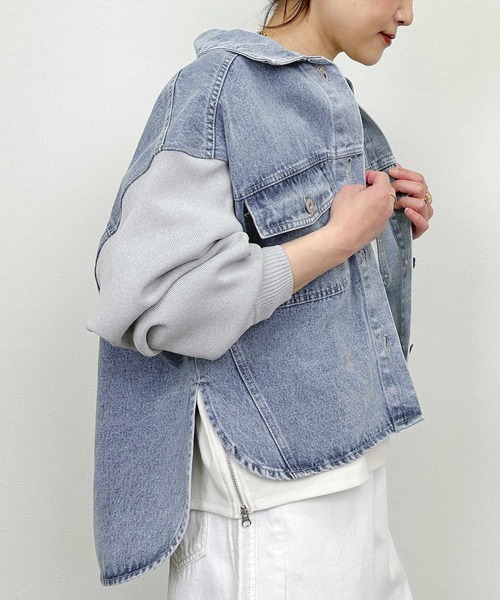 デニムジャケット lugiva 通販 ニット切り替えデニムジャケット