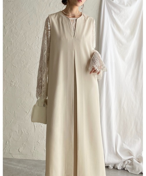 She's Closet(シーズクローゼット)の「深Vネックフロントタック ロングジャンパースカートワンピース(ワンピース・レディース・グレー/ブラック/アイボリー・FREE/SHORT)」の17枚目の写真