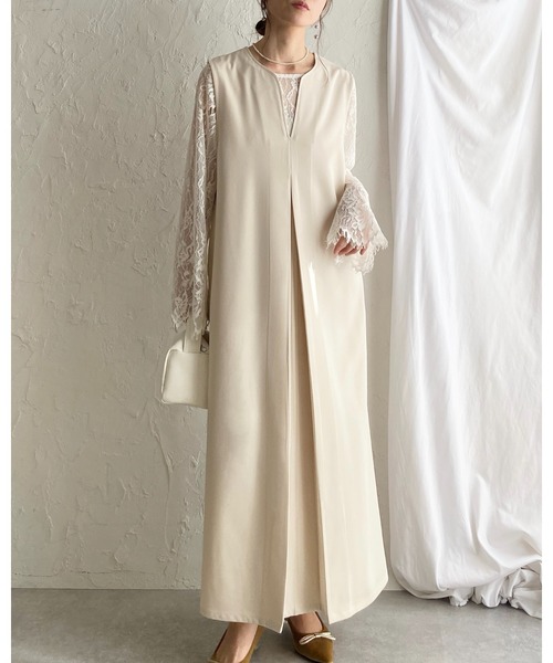 She's Closet(シーズクローゼット)の「深Vネックフロントタック ロングジャンパースカートワンピース(ワンピース・レディース・グレー/ブラック/アイボリー・FREE/SHORT)」の18枚目の写真