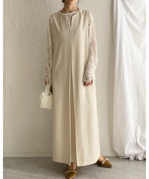 She's Closet(シーズクローゼット)の「深Vネックフロントタック ロングジャンパースカートワンピース(ワンピース・レディース・グレー/ブラック/アイボリー・FREE/SHORT)」の22枚目の写真