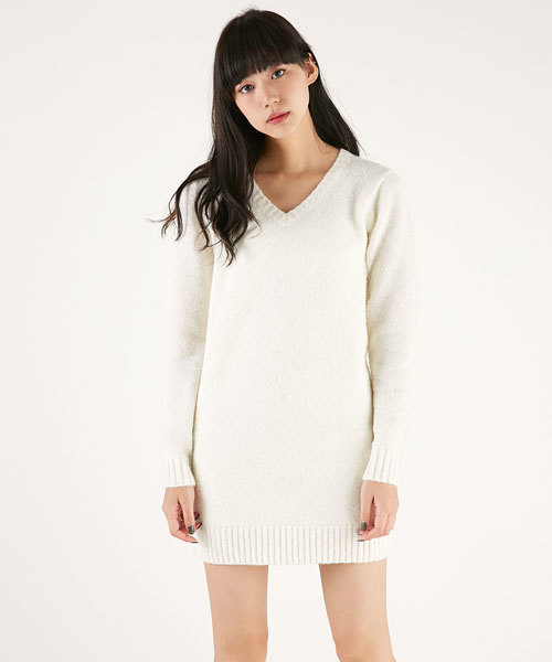 MOUSSY（マウジー）の「BOUCLE OP（ワンピース・レディース・トップグレー/オフホワイト/ブラウン・FREE）」の2枚目の写真