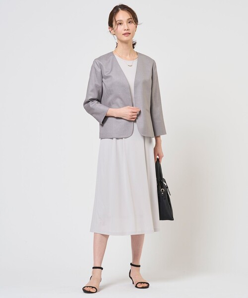J.PRESS(ジェイプレス)の「【定番人気・セットアップ対応】OXIJEWEL ストレッチ ノーカラー ジャケット(ノーカラージャケット・レディース・ネイビー系/ライトグレー系/シルバー系・T13/T15)」の11枚目の写真