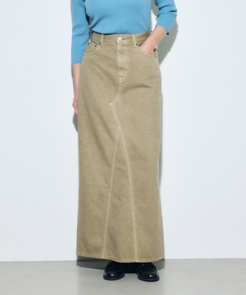 AZUL by moussy（アズールバイマウジー）の「【サイズ,身長別画像あり】AZUL DENIM カラーストレートデニムスカート（デニムスカート・レディース・アイボリー/ベージュ/ピンク・SMALL/MEDIUM/LARGE）」の3枚目の写真