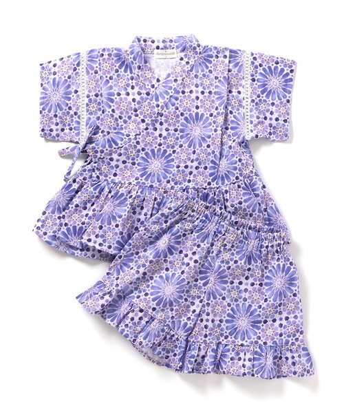 Ampersand（アンパサンド）の「【リンク】バラエティGIRLS甚平（浴衣・キッズ・キナリ/ラベンダー/ネイビー/イエロー・80/90/100/110/120/130/140）」の3枚目の写真