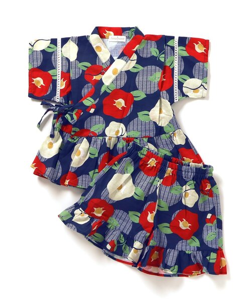 Ampersand（アンパサンド）の「【リンク】バラエティGIRLS甚平（浴衣・キッズ・キナリ/ラベンダー/ネイビー/イエロー・80/90/100/110/120/130/140）」の2枚目の写真