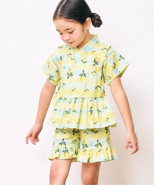 Ampersand（アンパサンド）の「【リンク】バラエティGIRLS甚平（浴衣・キッズ・キナリ/ラベンダー/ネイビー/イエロー・80/90/100/110/120/130/140）」の4枚目の写真