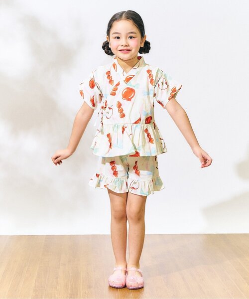 Ampersand（アンパサンド）の「【リンク】バラエティGIRLS甚平（浴衣・キッズ・キナリ/ラベンダー/ネイビー/イエロー・80/90/100/110/120/130/140）」の6枚目の写真