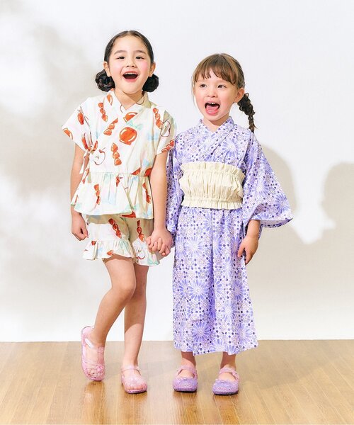 Ampersand（アンパサンド）の「【リンク】バラエティGIRLS甚平（浴衣・キッズ・キナリ/ラベンダー/ネイビー/イエロー・80/90/100/110/120/130/140）」の8枚目の写真