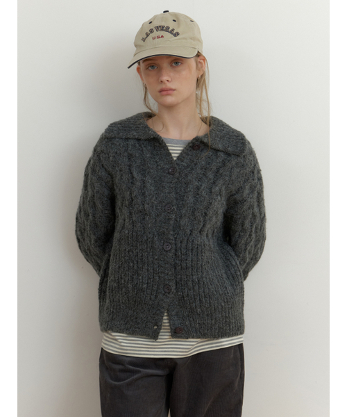 THEMITTEN(ザ・ミトン)の「Grob cable cardigan (charcoal)(カーディガン/ボレロ・レディース・その他・FREE)」の2枚目の写真