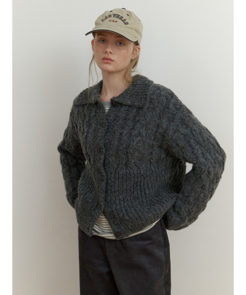 THEMITTEN(ザ・ミトン)の「Grob cable cardigan (charcoal)(カーディガン/ボレロ・レディース・その他・FREE)」の5枚目の写真