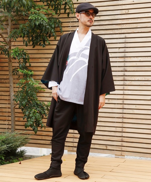 倭物やカヤ（ワモノヤカヤ）の「【鈴木ひょっとこ×倭物やカヤ】リバーシブル羽織（カーディガン/ボレロ・メンズ・ブラック/ネイビー/ブラウン・FREE）」の19枚目の写真