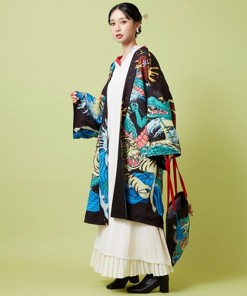 倭物やカヤ（ワモノヤカヤ）の「【鈴木ひょっとこ×倭物やカヤ】リバーシブル羽織（カーディガン/ボレロ・メンズ・ブラック/ネイビー/ブラウン・FREE）」の15枚目の写真
