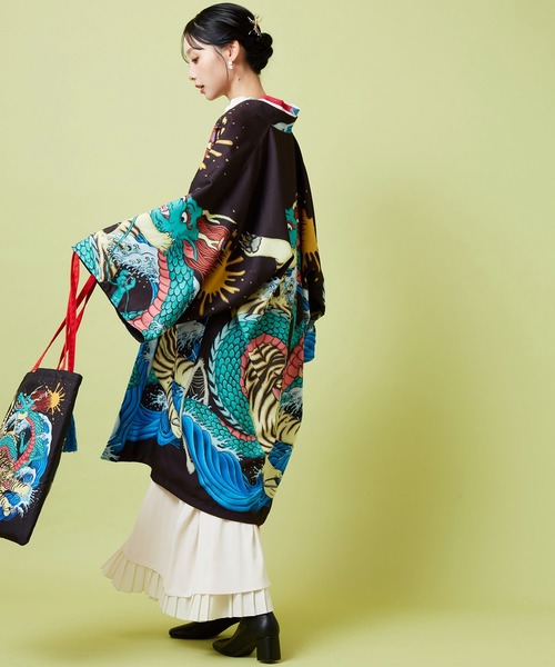 倭物やカヤ（ワモノヤカヤ）の「【鈴木ひょっとこ×倭物やカヤ】リバーシブル羽織（カーディガン/ボレロ・メンズ・ブラック/ネイビー/ブラウン・FREE）」の16枚目の写真
