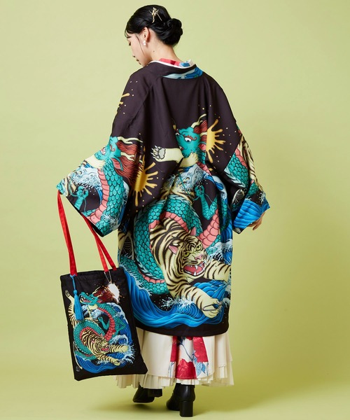 倭物やカヤ（ワモノヤカヤ）の「【鈴木ひょっとこ×倭物やカヤ】リバーシブル羽織（カーディガン/ボレロ・メンズ・ブラック/ネイビー/ブラウン・FREE）」の18枚目の写真