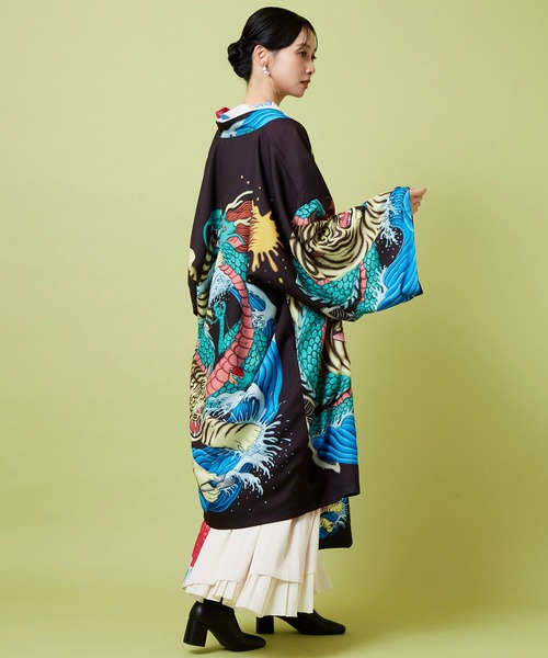 倭物やカヤ（ワモノヤカヤ）の「【鈴木ひょっとこ×倭物やカヤ】リバーシブル羽織（カーディガン/ボレロ・メンズ・ブラック/ネイビー/ブラウン・FREE）」の17枚目の写真