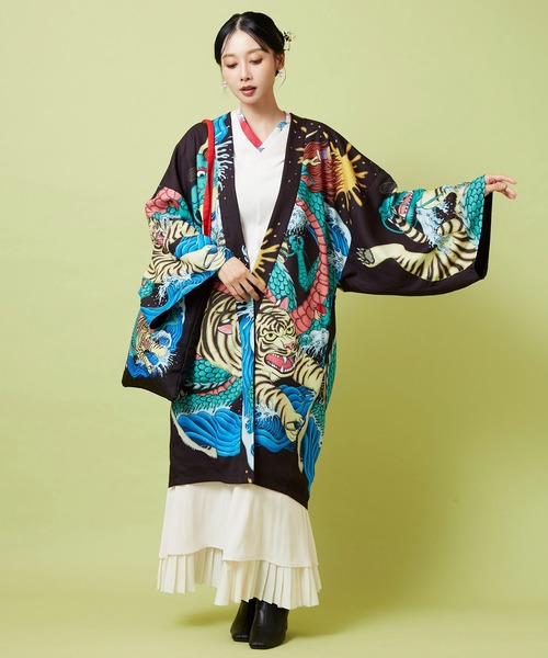 倭物やカヤ（ワモノヤカヤ）の「【鈴木ひょっとこ×倭物やカヤ】リバーシブル羽織（カーディガン/ボレロ・メンズ・ブラック/ネイビー/ブラウン・FREE）」の14枚目の写真