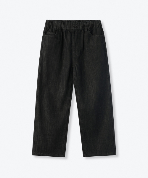 MUSINSA STANDARD KIDS（ムシンサスタンダードキッズ）の「リネンライクワイドバンディングデニムパンツ[ウォッシュドブラック]（デニムパンツ・レディース・その他・100/110/120/130/140/150/160）」の2枚目の写真