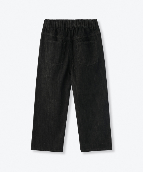 MUSINSA STANDARD KIDS（ムシンサスタンダードキッズ）の「リネンライクワイドバンディングデニムパンツ[ウォッシュドブラック]（デニムパンツ・レディース・その他・100/110/120/130/140/150/160）」の3枚目の写真