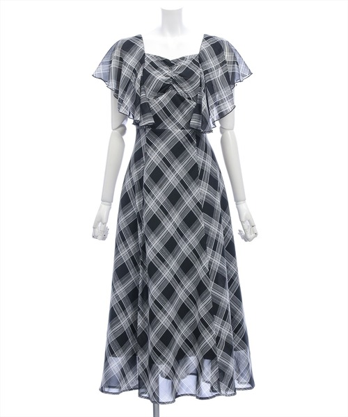 CLEAR BASIC（クリアベーシック）の「フロントギャザーフレアスリーブワンピース[大人 フェミニン 上品]≪新作≫（ワンピース・レディース・オフホワイト/ブラック・PF/F）」の2枚目の写真