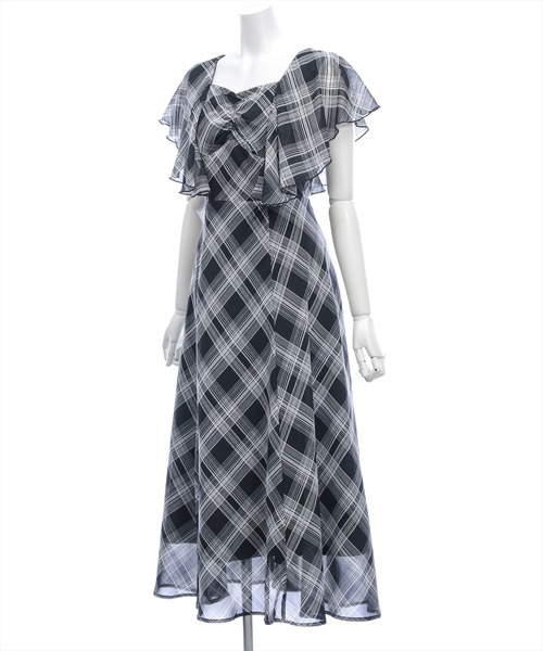 CLEAR BASIC（クリアベーシック）の「フロントギャザーフレアスリーブワンピース[大人 フェミニン 上品]≪新作≫（ワンピース・レディース・オフホワイト/ブラック・PF/F）」の8枚目の写真