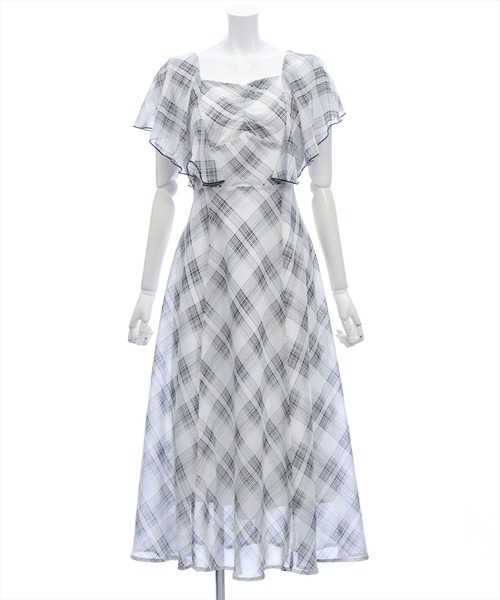 CLEAR BASIC（クリアベーシック）の「フロントギャザーフレアスリーブワンピース[大人 フェミニン 上品]≪新作≫（ワンピース・レディース・オフホワイト/ブラック・PF/F）」の22枚目の写真