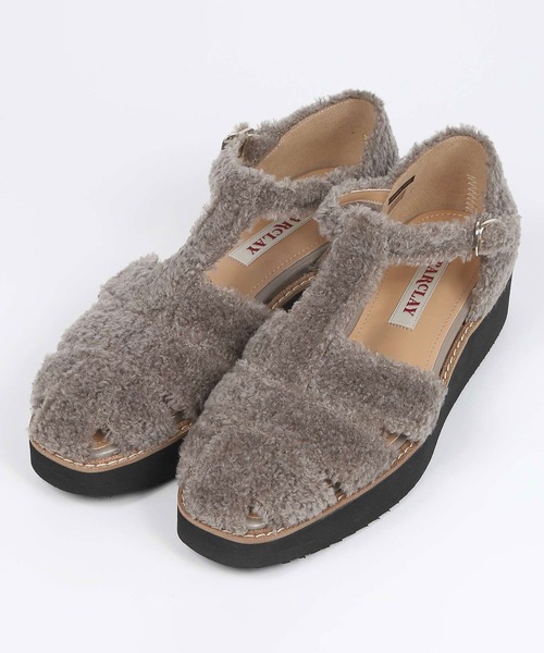 BARCLAY(バークレー)の「BARCLAY(バークレー)ボアグルカサンダル(サンダル・レディース・グレー/ブラック・22.5cm/23cm/23.5cm/24cm/24.5cm/22cm)」の2枚目の写真