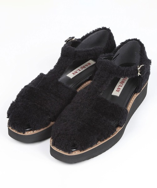 BARCLAY(バークレー)の「BARCLAY(バークレー)ボアグルカサンダル(サンダル・レディース・グレー/ブラック・22.5cm/23cm/23.5cm/24cm/24.5cm/22cm)」の1枚目の写真