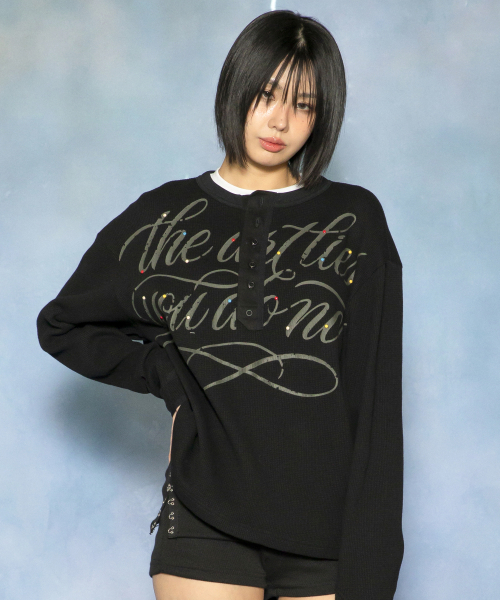 GLACK(グラック)の「GT178 セグメントヘンリーネック長袖Tシャツ (ブラック)(Tシャツ/カットソー・レディース・その他・LARGE/MEDIUM)」の1枚目の写真