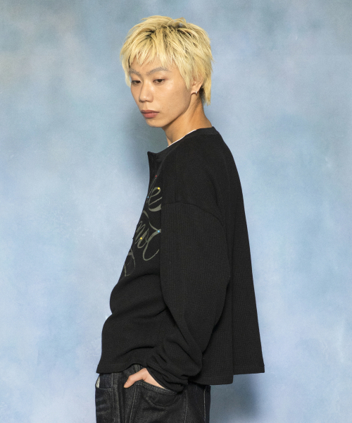 GLACK(グラック)の「GT178 セグメントヘンリーネック長袖Tシャツ (ブラック)(Tシャツ/カットソー・レディース・その他・LARGE/MEDIUM)」の3枚目の写真