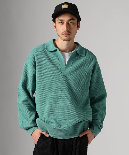 BAYFLOW(ベイフロー)の「スキッパーポロプルオーバー(ポロシャツ・メンズ・ブラック/ベージュ/グリーン・MEDIUM/LARGE)」の3枚目の写真