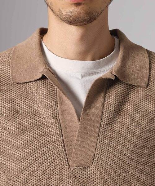 BAYFLOW(ベイフロー)の「スキッパーポロプルオーバー(ポロシャツ・メンズ・ブラック/ベージュ/グリーン・MEDIUM/LARGE)」の13枚目の写真