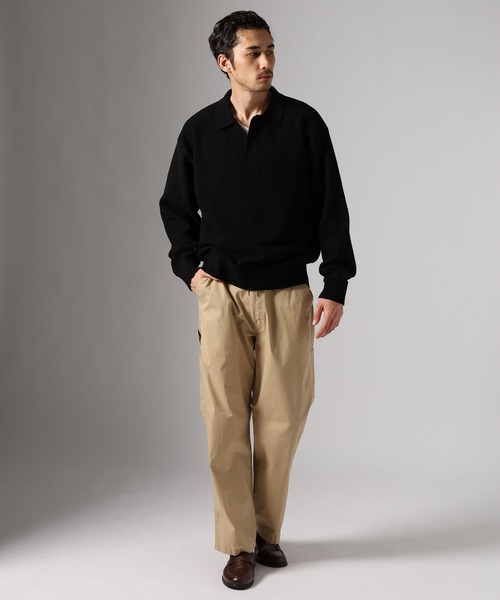 BAYFLOW(ベイフロー)の「スキッパーポロプルオーバー(ポロシャツ・メンズ・ブラック/ベージュ/グリーン・MEDIUM/LARGE)」の4枚目の写真