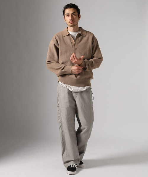 BAYFLOW(ベイフロー)の「スキッパーポロプルオーバー(ポロシャツ・メンズ・ブラック/ベージュ/グリーン・MEDIUM/LARGE)」の6枚目の写真