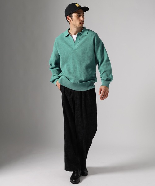 BAYFLOW(ベイフロー)の「スキッパーポロプルオーバー(ポロシャツ・メンズ・ブラック/ベージュ/グリーン・MEDIUM/LARGE)」の8枚目の写真