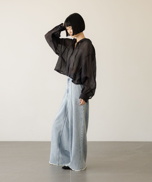 LOWRYS FARM（ローリーズファーム）の「ハイウエストバギーデニム 637569（デニムパンツ・レディース・ブラック/ブルー/オレンジ・LARGE/MEDIUM）」の9枚目の写真