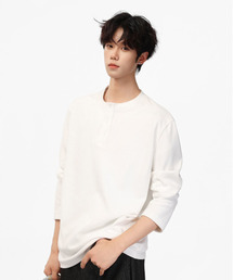 neos | ■2026AW 新色追加【neos】ルーズシルエット ヘンリーネック 微起毛 ストレッチ ロングスリーブ Tシャツ ユニセックス(Tシャツ/カットソー)